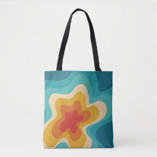 Bolsa Tote Design de espiral colorido do estilo retrógrado