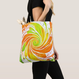 Bolsa Tote Design de espiral verde e laranja
