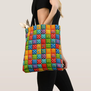 Bolsa Tote Design de Estilo de Coleta Colorida Brilhante