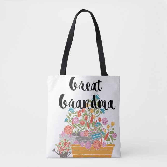 Bolsa Tote Design de Excelente de Flor de  Monograma-Vovó (Frente)