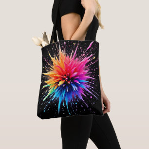 Bolsa Tote Design de explosão de cor vibrante