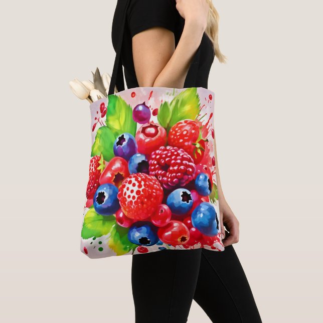 Bolsa Tote Design de Explosão de Frutas Vermelhas de Verão (Close Up)