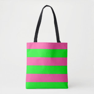Bolsa Tote Design de faixa rosa e verde