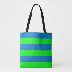 Bolsa Tote Design de faixas azuis e verdes