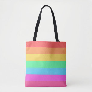 Bolsa Tote Design de faixas de cores do arco-íris do Pastel