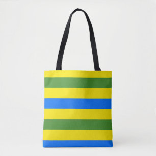 Bolsa Tote Design de faixas verdes e amarelas azuis