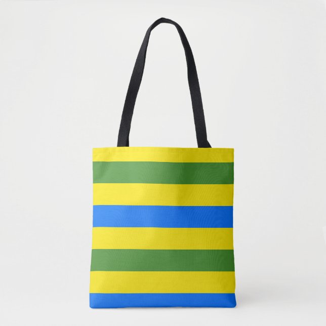 Bolsa Tote Design de faixas verdes e amarelas azuis (Frente)