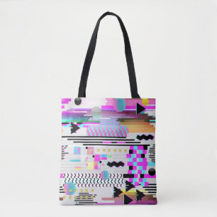 Bolsa Tote Design de falha de padrão perfeito. Cyberpunk Dig
