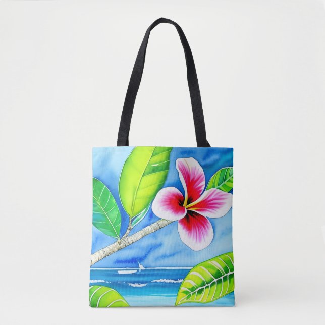 Bolsa Tote Design de flor de aquarelas (Frente)