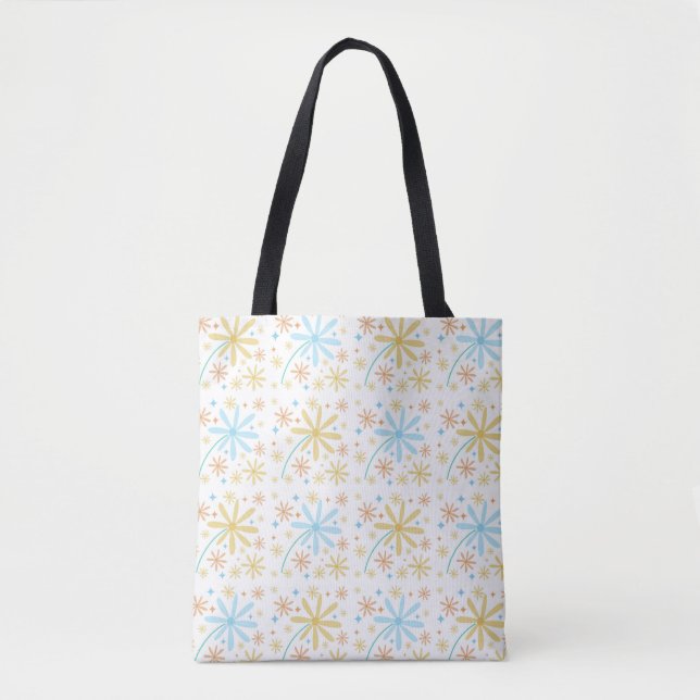 Bolsa Tote Design de flor de cor branca (Frente)