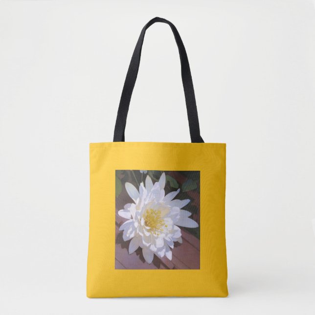 Bolsa Tote design de flor de crisântemo natural branco (Frente)