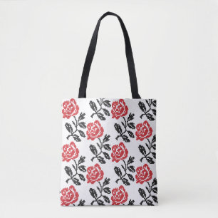Bolsa Tote Design de flor de pontos cruzados originais   Rosa