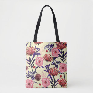 Bolsa Tote Design de flor esboçada em cores brilhantes sem co