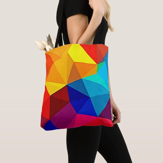 Bolsa Tote Design de Fluxo Geométrico Abstrato Vibrante (Close Up)