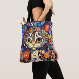 BOLSA TOTE DESIGN DE GATO ABSTRATO DE FLORES CORTANTES