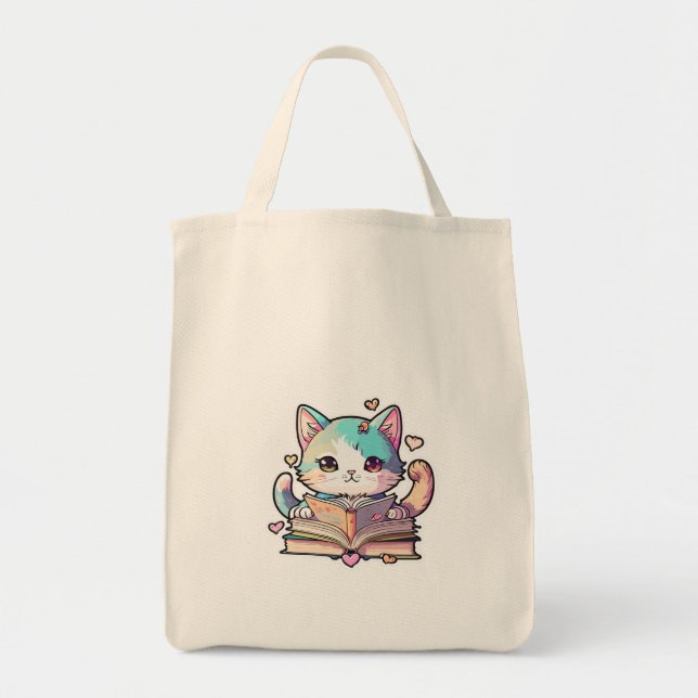Bolsa Tote design de gato fofo (Frente)