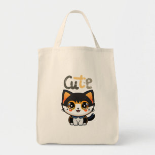 Bolsa Tote Design de gato preto bonito  amante de gatos   com