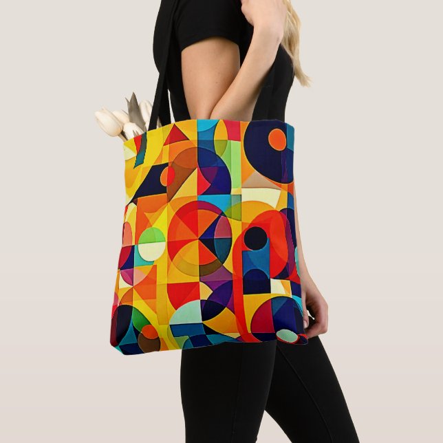 Bolsa Tote Design de Geometria de Cor Bauhaus (Close Up)