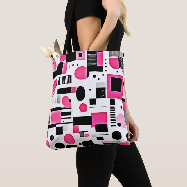 Bolsa Tote Design de Geometria Rosa Pop Art (Close Up)