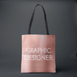 Bolsa Tote Design de Gráfico de Metal Bruto, cor-de-rosa e Ro<br><div class="desc">Cor-de-rosa-reluzente - Rosa Gold Foil Social Media Graphic Designer fornece a bolsa. O nome do contato profissional e a profissão podem ser alterados para serem usados em qualquer tipo de negócio. Entre em contato com o designer para obter itens adicionais correspondentes.</div>