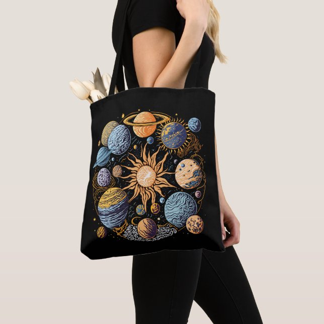 Bolsa Tote Design de Gráfico do Sistema Solar (Close Up)