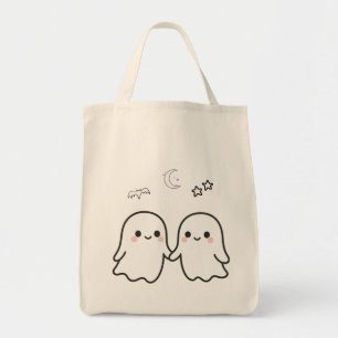 Bolsa Tote Design de Halloween do Casal Fantasma