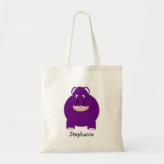 Bolsa Tote Design de Hipopótamo Personalizado  (Frente)