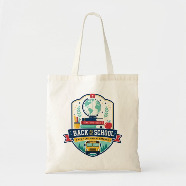 Bolsa Tote Design de Insígnia de Volta às Aulas (Frente)