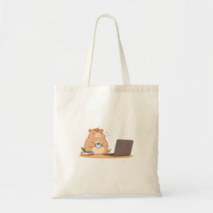 Bolsa Tote Design de Laptop de Café do Programador Capivara F