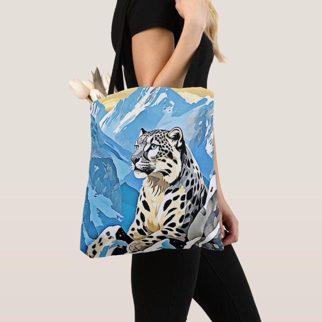 Bolsa Tote Design de Leopardo de Neve Selvagem (Close Up)