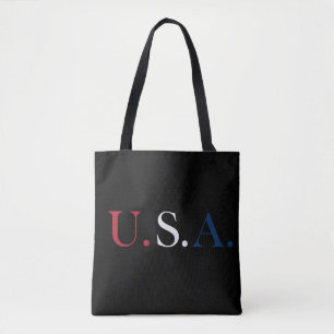 Bolsa Tote Design De Letra Azul E Branco Vermelho Dos Eua
