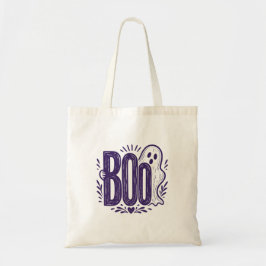 Bolsa Tote Design de Linocut de Fantasma Boo de Halloween