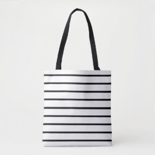 Bolsa Tote Design de Listras Brancas e Pretas