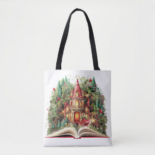 Bolsa Tote Design de Livro de Natal Festivo