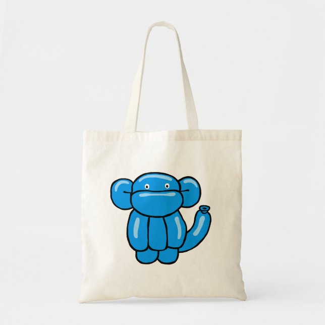 Bolsa Tote Design de macaco-balão azul-divertido (Frente)