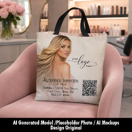Bolsa Tote Design de Marca QR para Salão de Cabelos Flowing H