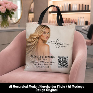 Bolsa Tote Design de Marca QR para Salão de Cabelos Flowing H