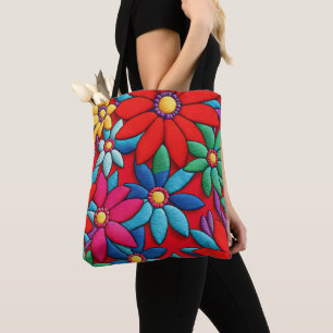 Bolsa Tote Design de margarida bordada