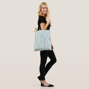 Bolsa Tote design de mármore líquido pintado com mão elegante