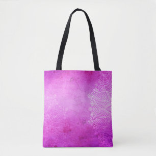 Bolsa Tote Design de meditação cor-de-rosa Mandala