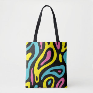 Bolsa Tote Design de Memphis colorido brilhantemente