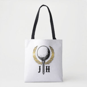 Bolsa Tote Design de Monograma Dourado Personalizado