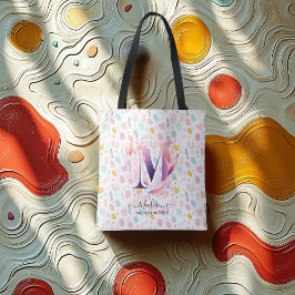 Bolsa Tote Design de Monograma Floral Elegante de Madison - M