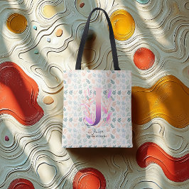 Bolsa Tote Design de Monograma Floral Gracioso de Jenna - J