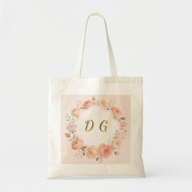 Bolsa Tote Design de Monograma Personalizado (Frente)