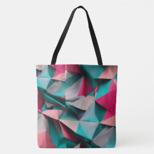 Bolsa Tote design de Natal 3D Abstrato em Teal, Hot P