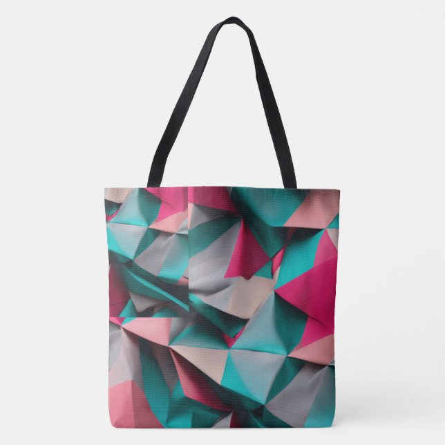 Bolsa Tote design de Natal 3D Abstrato em Teal, Hot P (Frente)