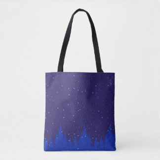 Bolsa Tote Design de Natal Monocromático Azul