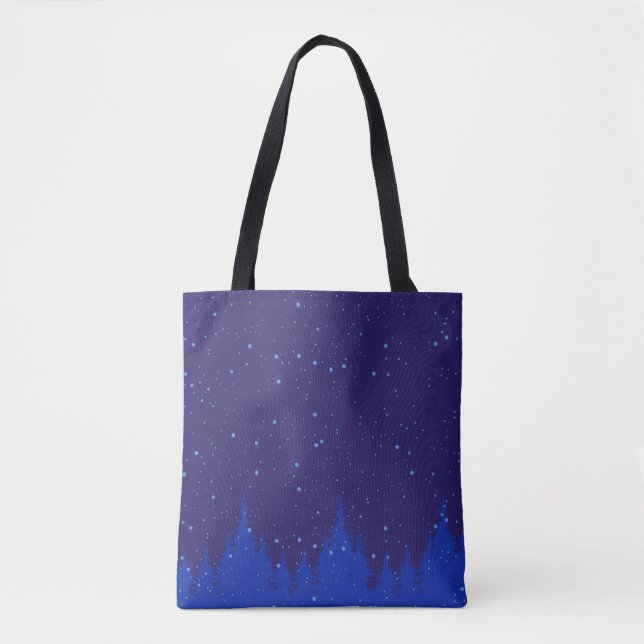 Bolsa Tote Design de Natal Monocromático Azul (Frente)