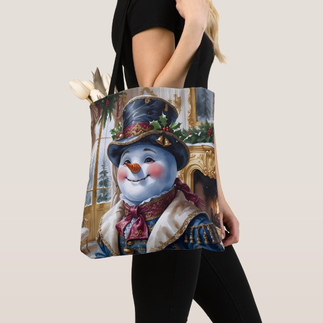 Bolsa Tote Design de Natal Vitoriano Snowman (Close Up)